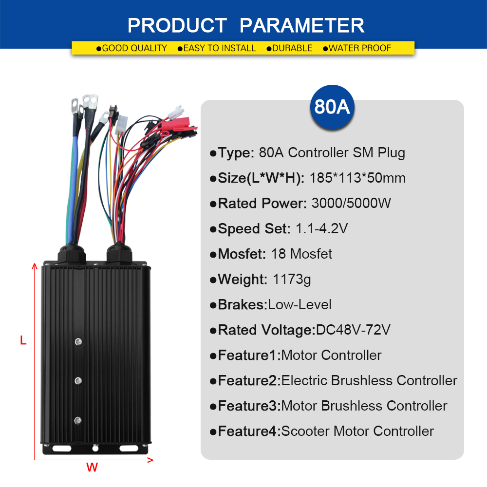 Sine Wave Controller 48V 72V 80A - E-Bike Sinuswellen-Controller 48V 72V 80A mit