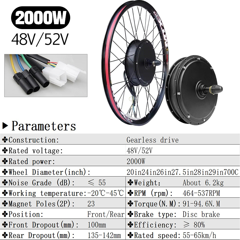 72V 5000W E-Bike Umbausatz Bür – 72V 5000W Hub Motor Kit Bewertung und Preis